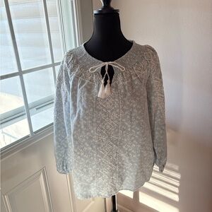 Women's Light Blue Blouse with Tassel Tie
